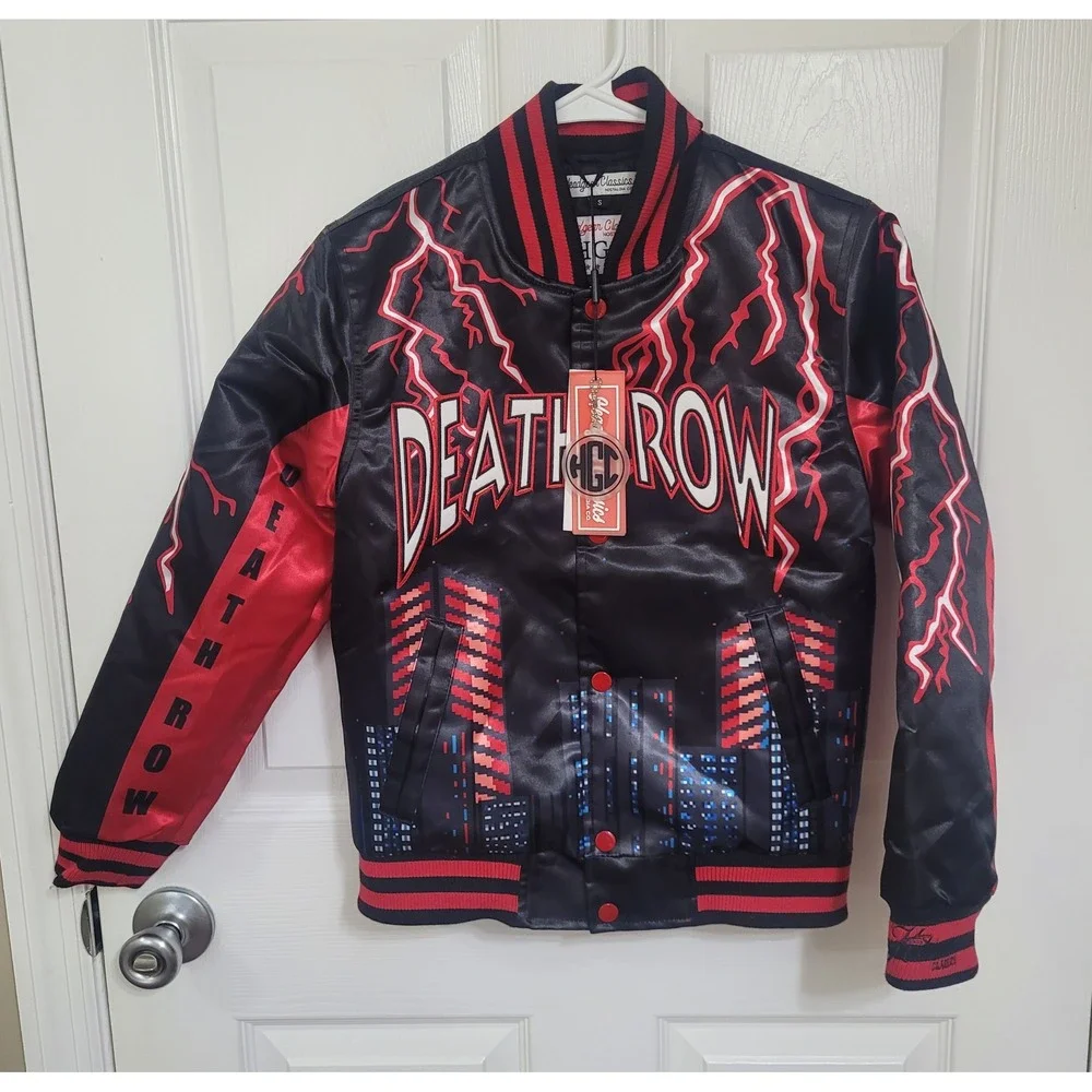 Headgear Classics Death Row Records Youth Satin Jacket Black Red Lightning S